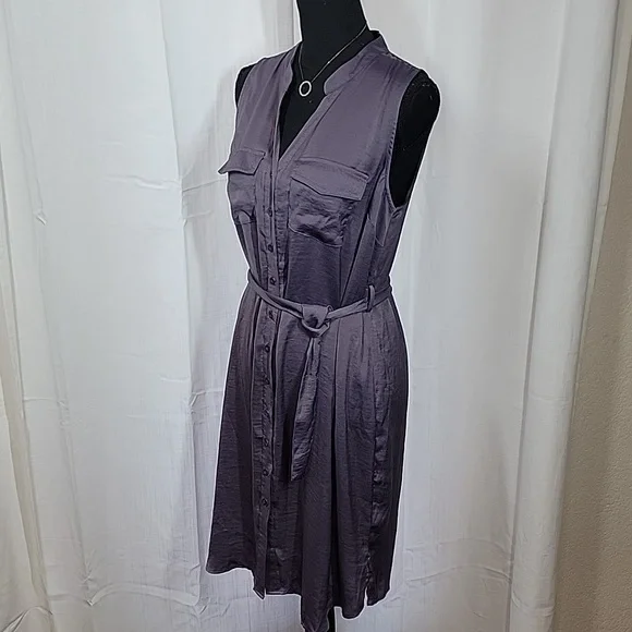 Motherhood Maternity Sleeveless Button-up Dress w/Belt - Picture 8 of 16